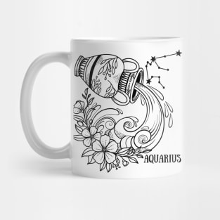 Zodiac Garden Floral Design: Aquarius Mug